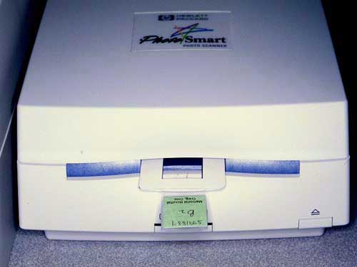 Position in the HP scanner of the histology glass slide mounted as show in the figure above